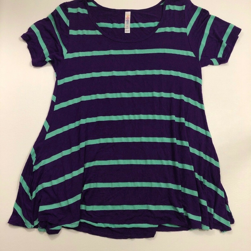 LuLaRoe Size Small Purple & Green Stripe Shirt Top